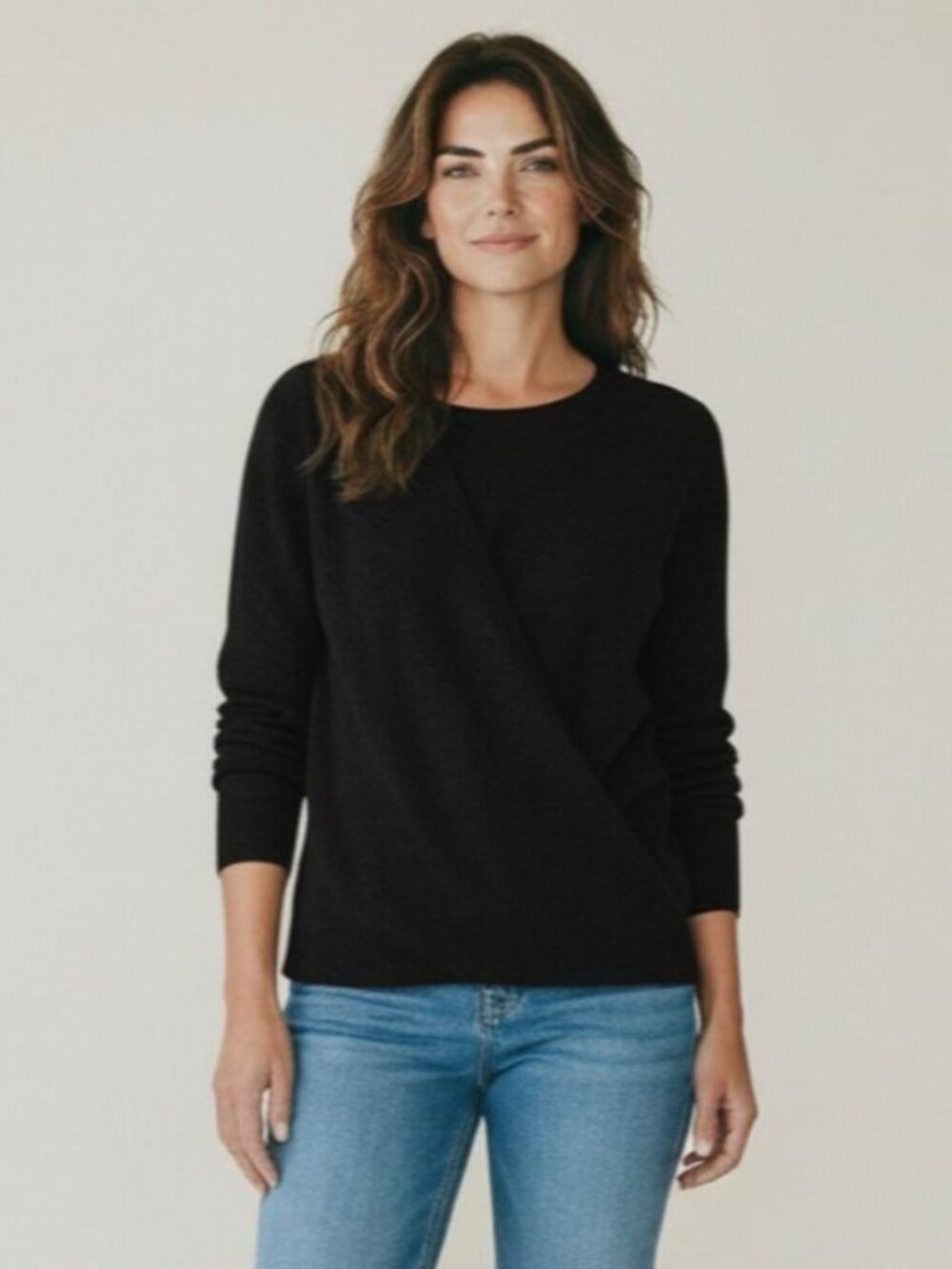 Theory Sempra 100% Cashmere Black Wrap Front Sweater Size S Long Sleeve